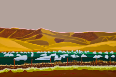 Crop irrigation in the evening, California 1989 - 2021 - 120 x 80 cm